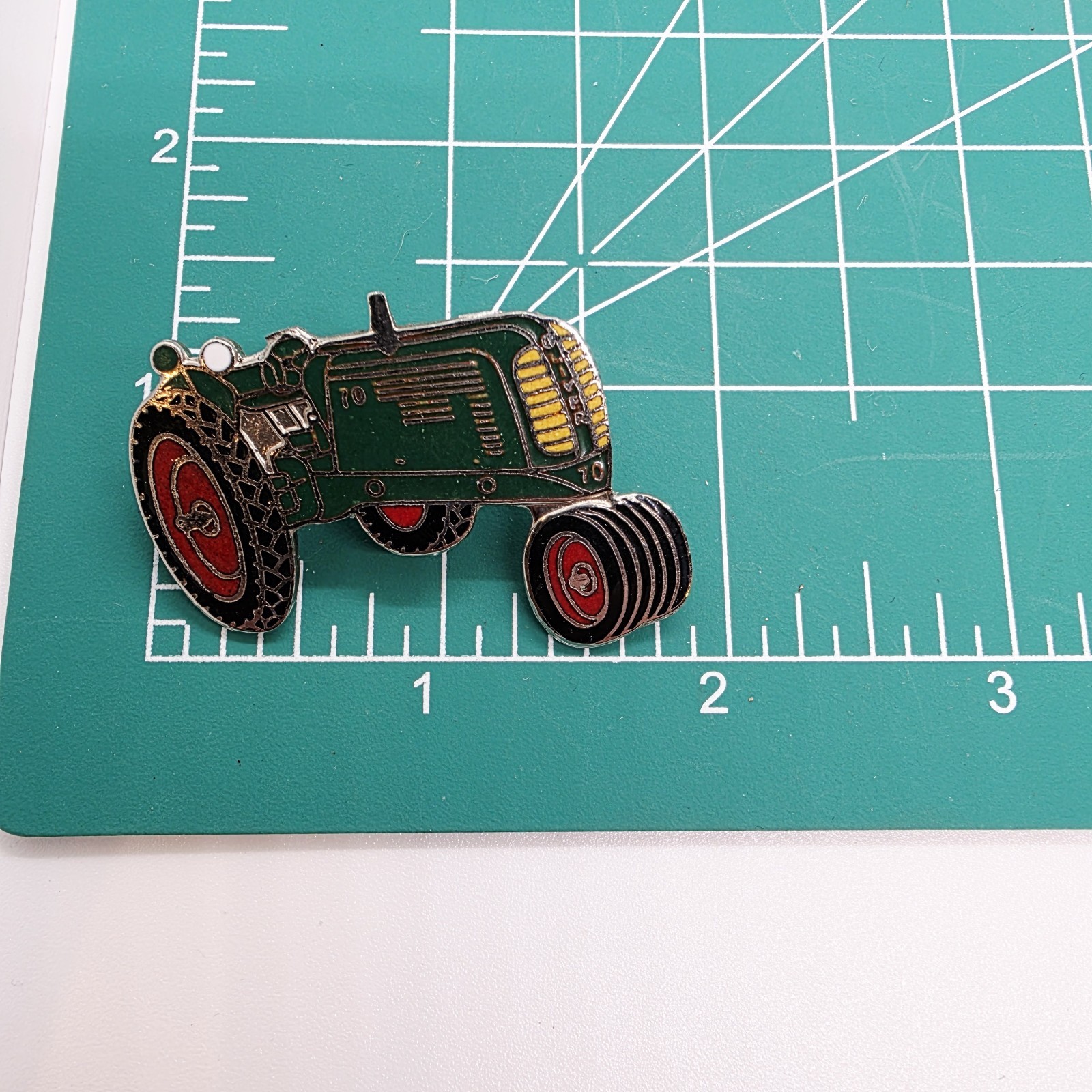 Vintage Oliver Model 70 Tractor Silver Tone and Enamel Lapel Cap Tack Pin 2 inch