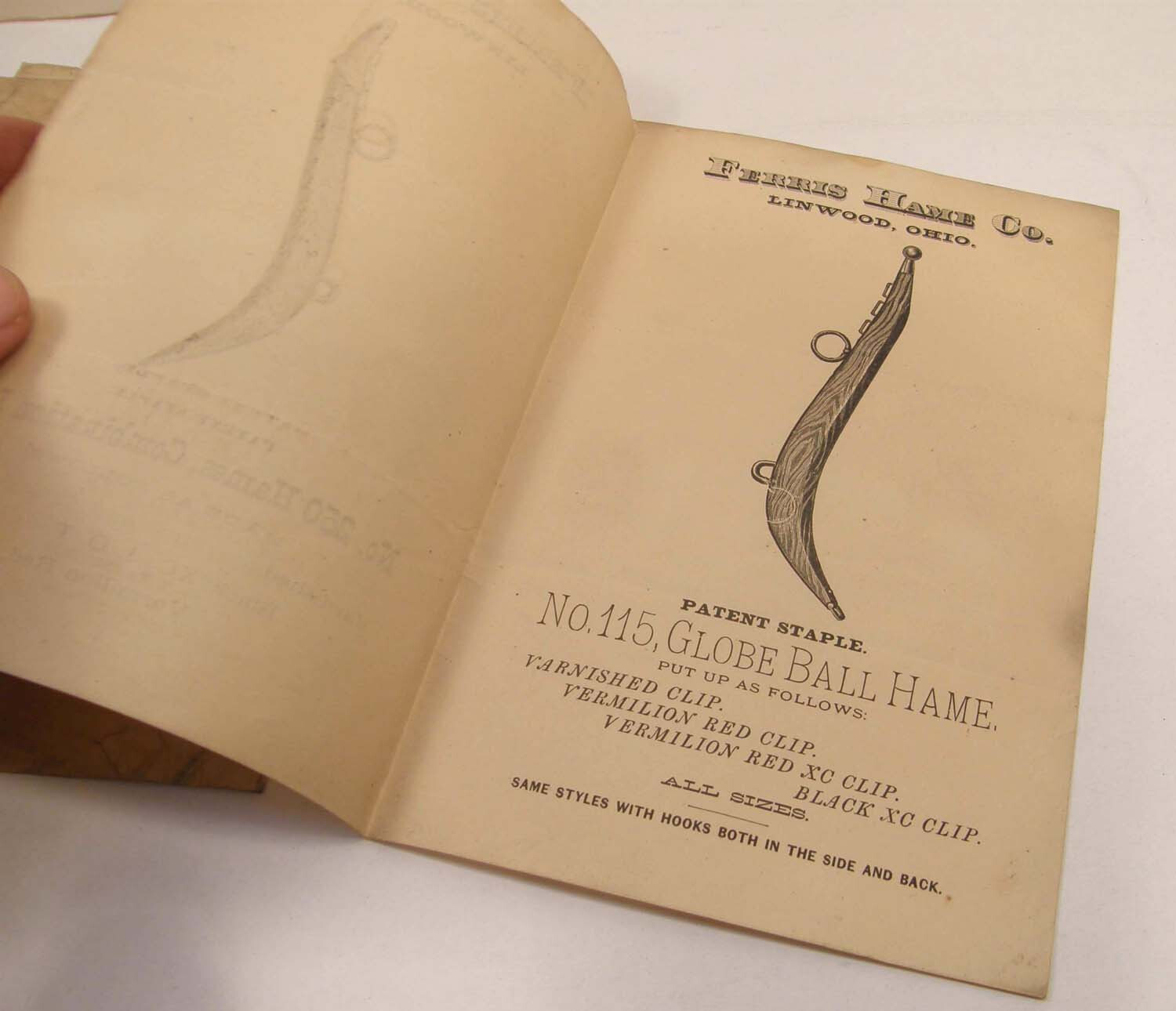 ANTIQUE c1870 BROCHURE FERRIS HAME CO LINWOOD OHIO HAMILTON COUNTY HORSE COLLAR