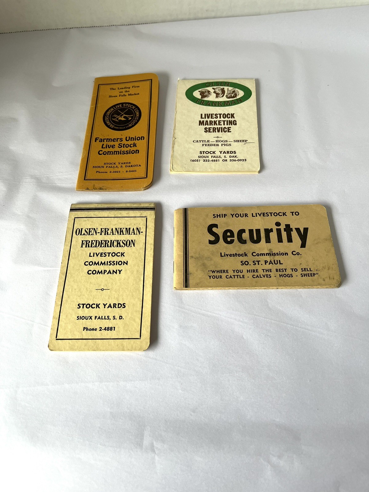 4 Vintage Livestock Commission Note Pads Sioux Falls South Dakota