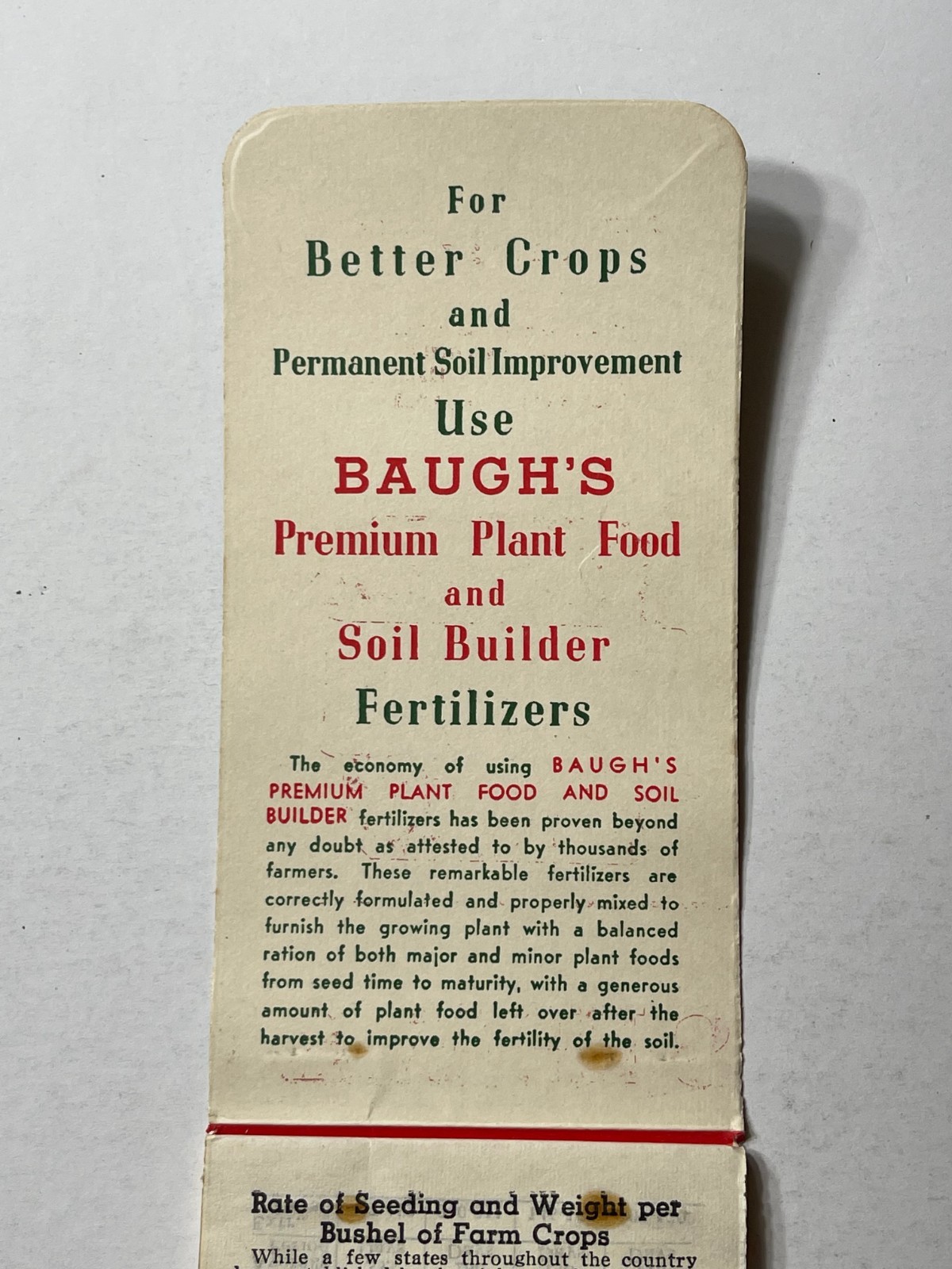 Vintage Original – Baugh&rsquo;s Premium Plant Food & Soil Builder Notepad AD Booklet