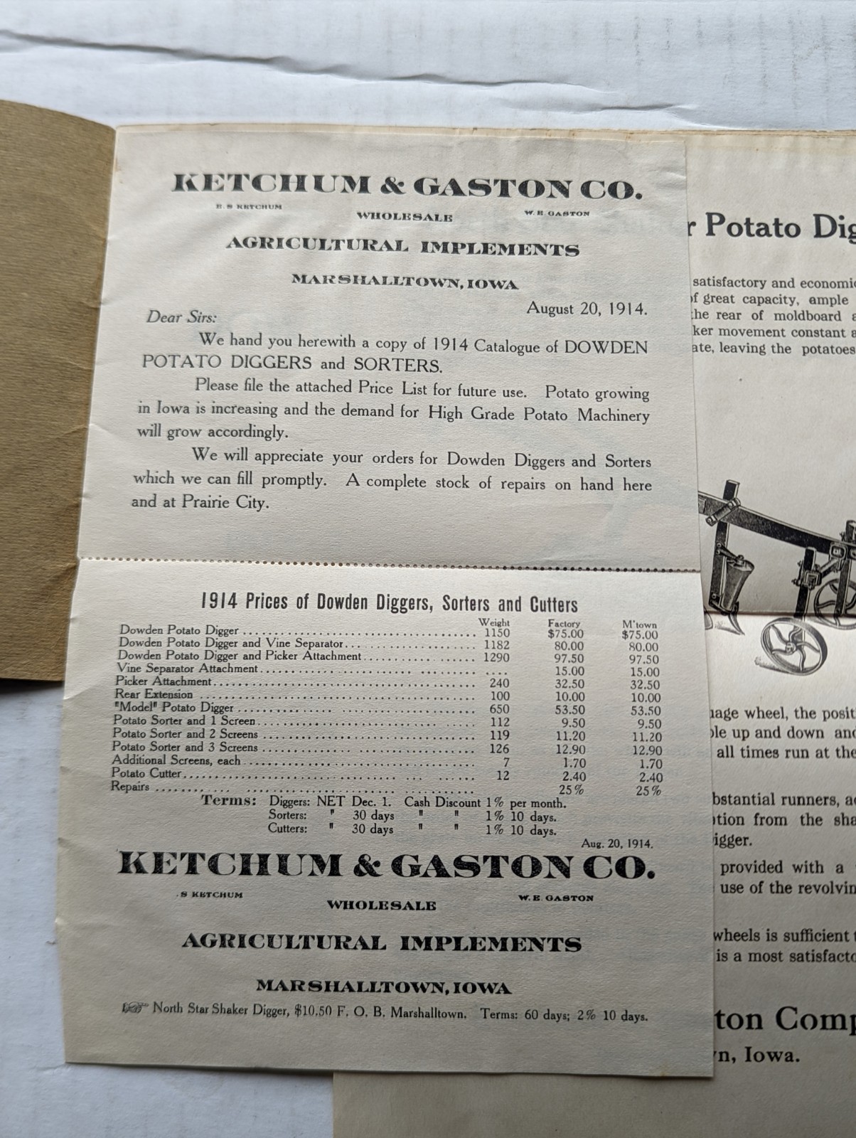 Dowden Digger Catalog Prairie City Marshalltown Iowa Advertising Ketchum Gaston