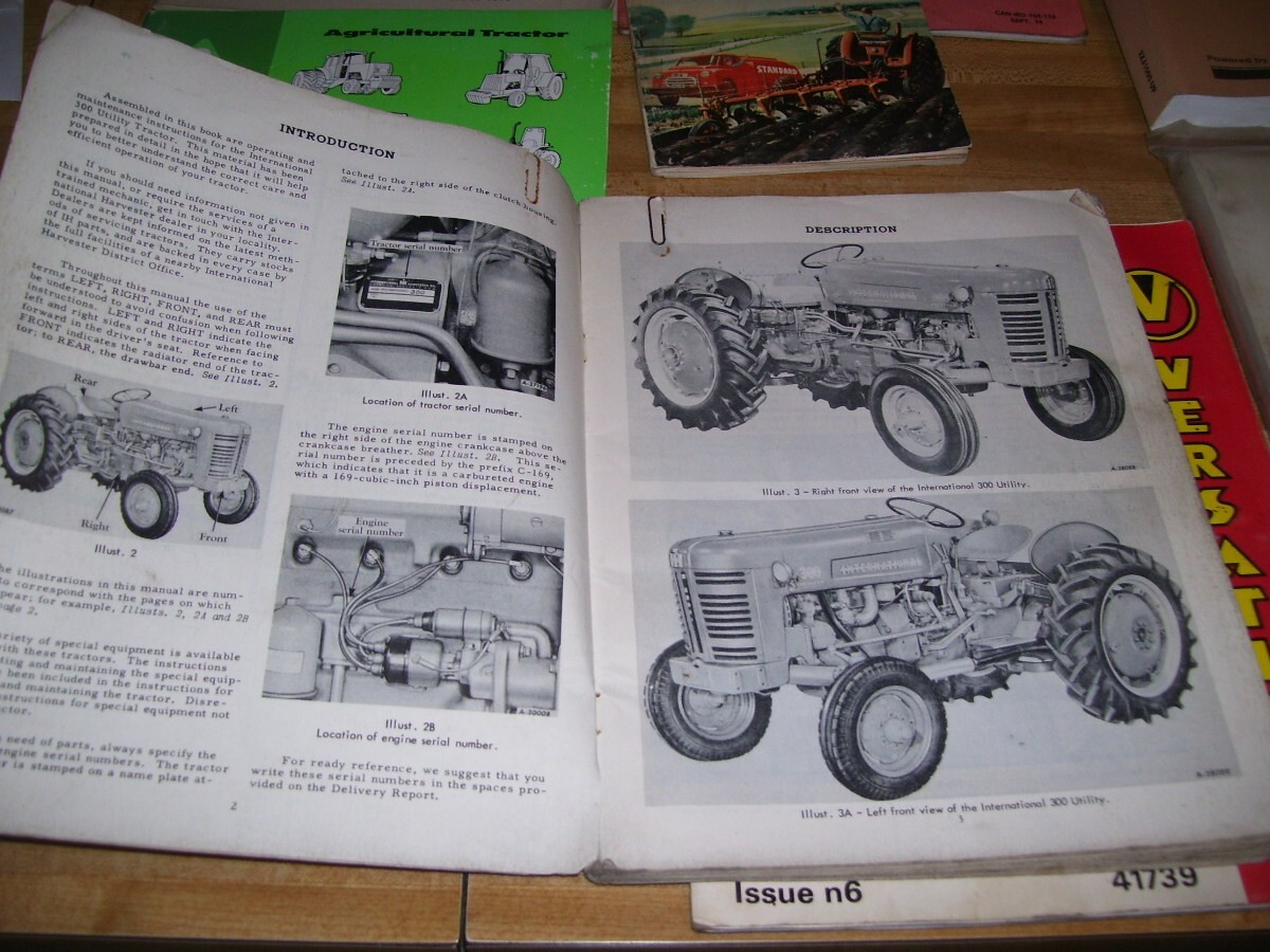 Lot #16G Farm Equipment Manuals IHC 300 Tractor Caterpillar Woods Versatile