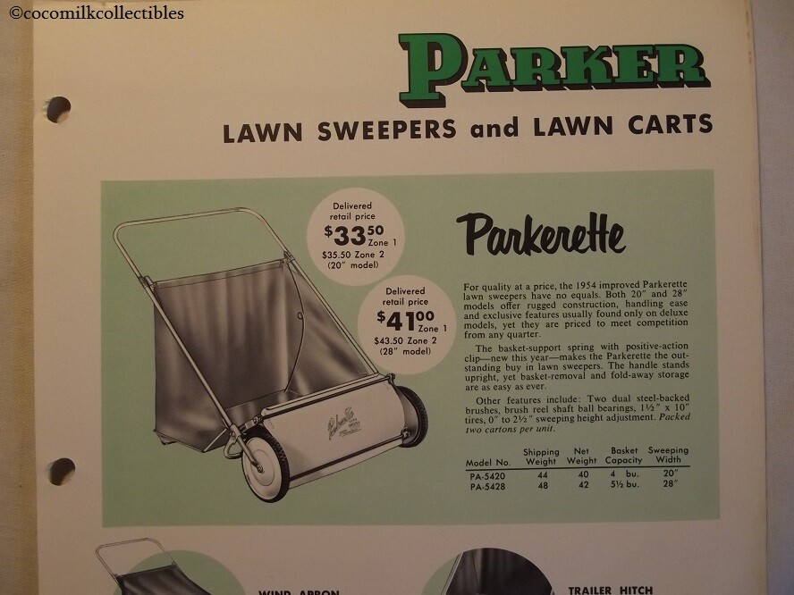 1950&rsquo;s 60s Sales Brochure Parker Lawn Sweepers Carts Springfield Ohio Grass