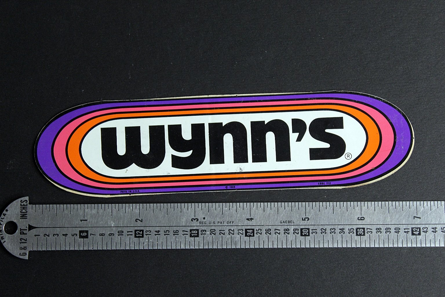 Wynn&rsquo;s Vintage Advertising Sticker 1969 Colorful Retro Logo 7in