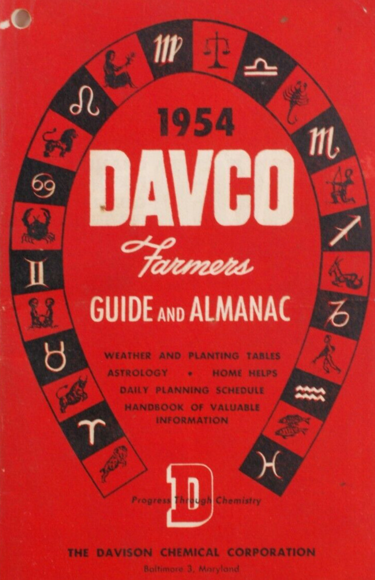 Davco Farmer&rsquo;s Almanac 1954 Davison Chemical Company Red Cover