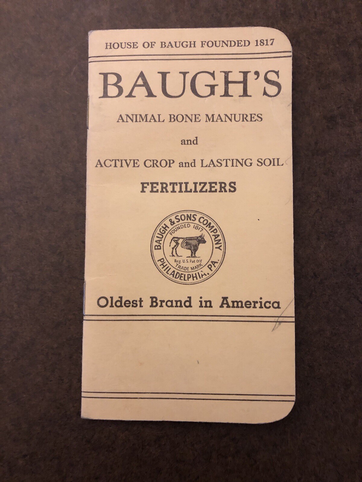 Vtg Baugh&rsquo;s Fertilizer Advertising pocket notebook Paper Animal Bone Manures