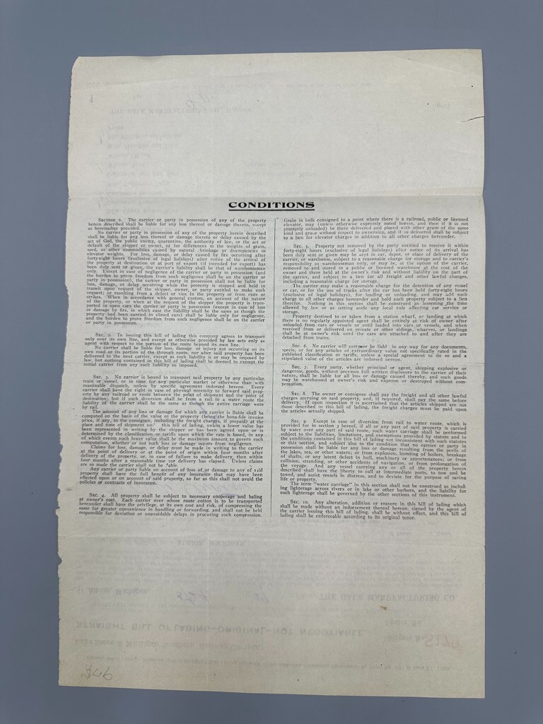 1909 LAKE SHORE & MICHIGAN SOUTHERN RAILWAY Bill of Lading GALE Farm Advertising