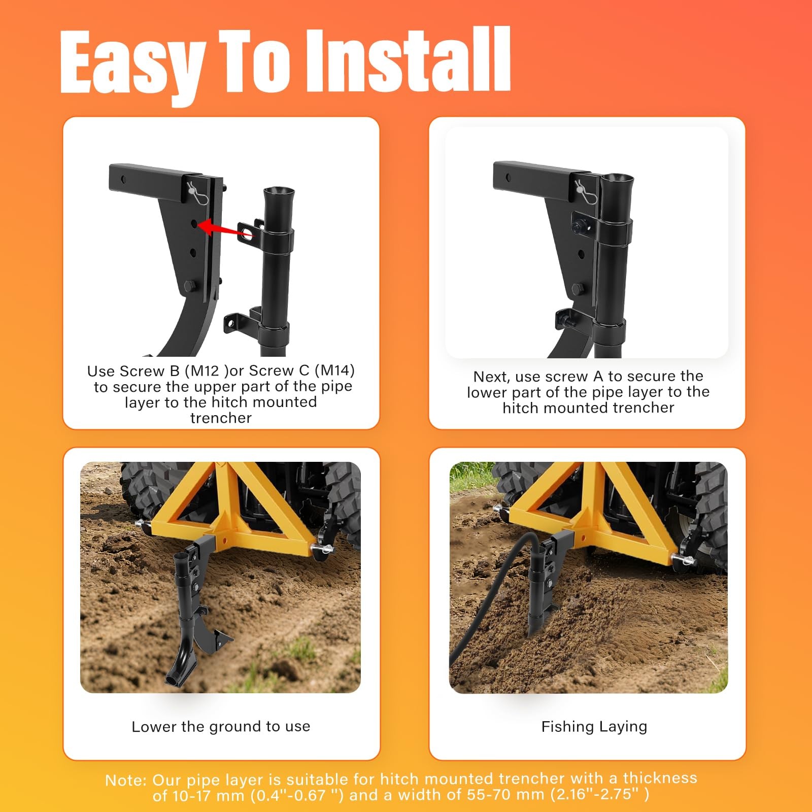 Pipe Layer Attachment Fits Hitch Mounted Ripper Trencher Accessories, Pipe La…