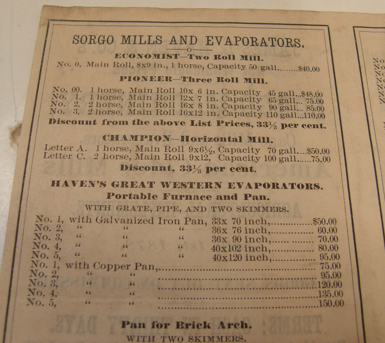 ANTIQUE 1878 AGRICULTURAL MACHINERY PRICE LIST JAMES HAVEN & CO CINCINNATI OH