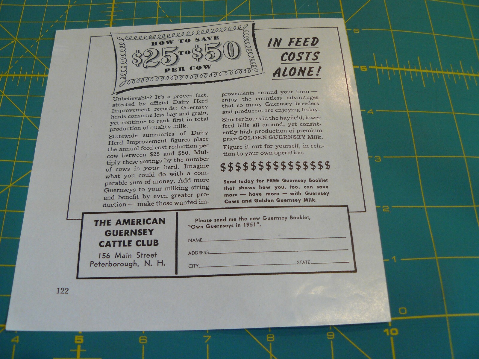 THE FARM QRTLY- AUTUMN 1951 -ad- AMERICAN GUERNSEY CATTLE CLUB/ Peterborough, NH