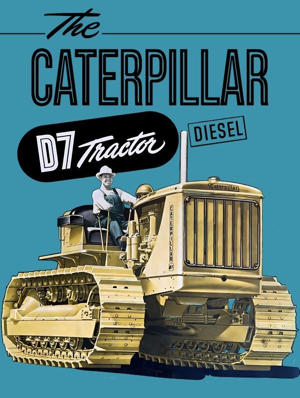 Cat D7 Diesel Tractor- Monster Front End Shot- NEW METAL SIGN: 12×16&Prime; Free Ship.