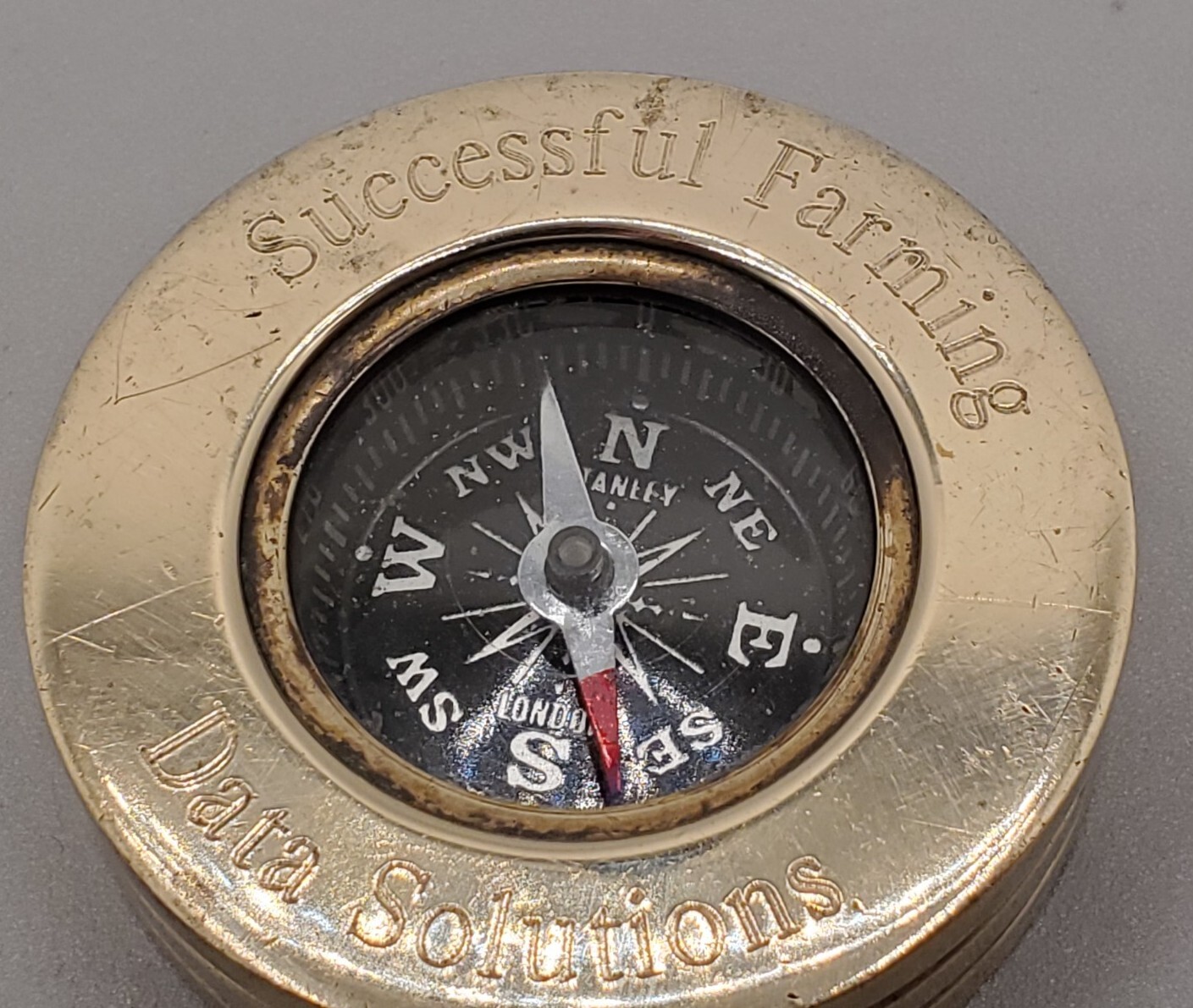 VTG Successful Farming Data Solutions Paperweight Compass Ag Advertising Brass