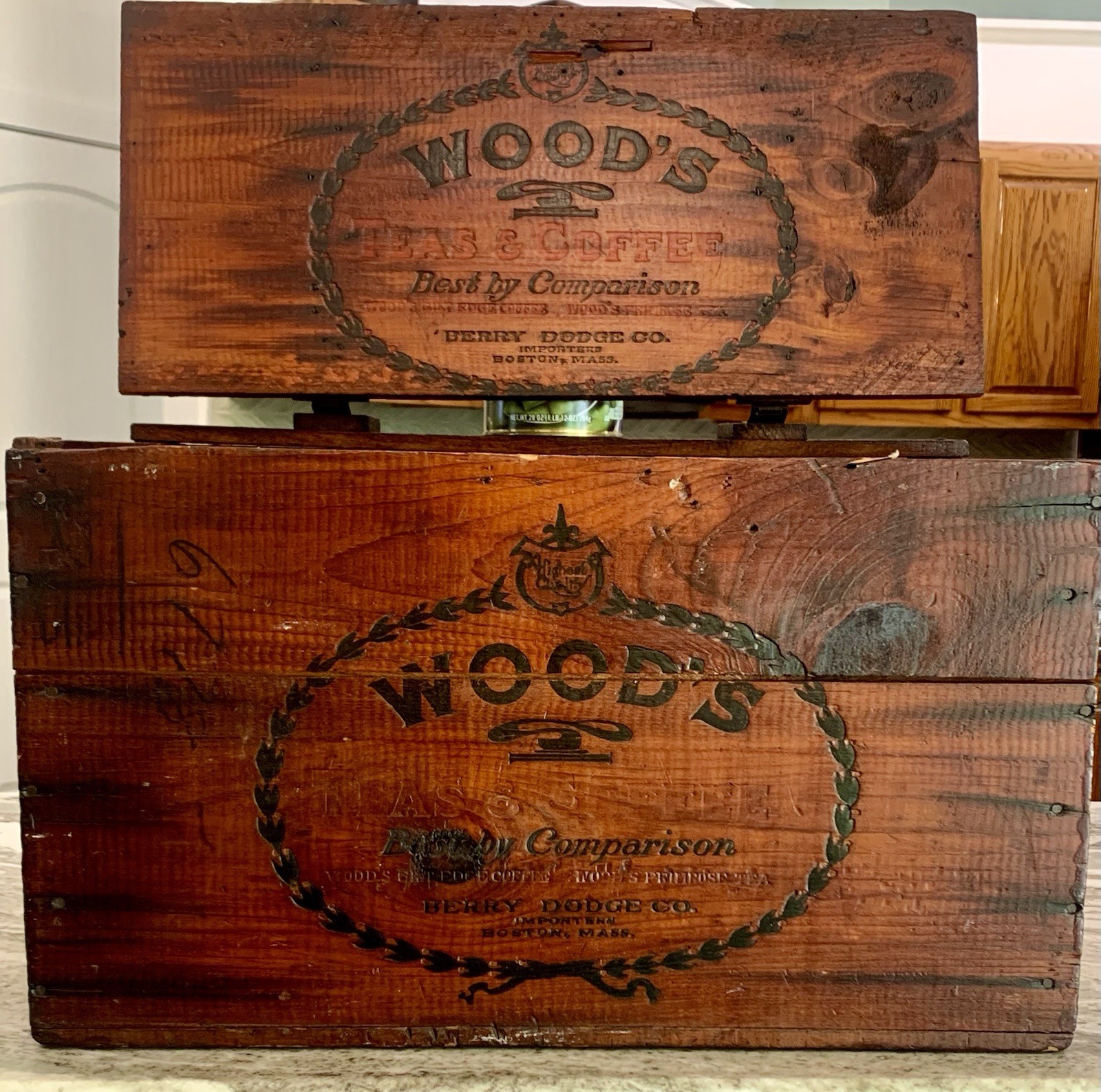 Wood&rsquo;s TEAS & COFFEE BOSTON Mass Wood CRATE Box Early 1900&rsquo;s