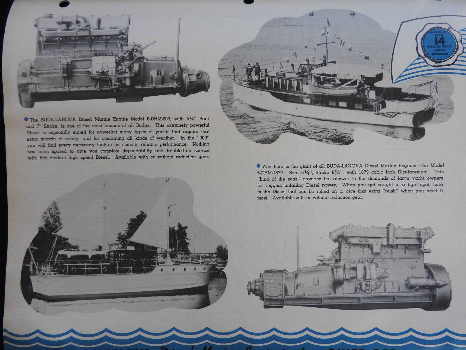 1940 « Buda Lanova Marine Diesel Engines » Work-Tow-Fish-PLEASURE Boat Brochure