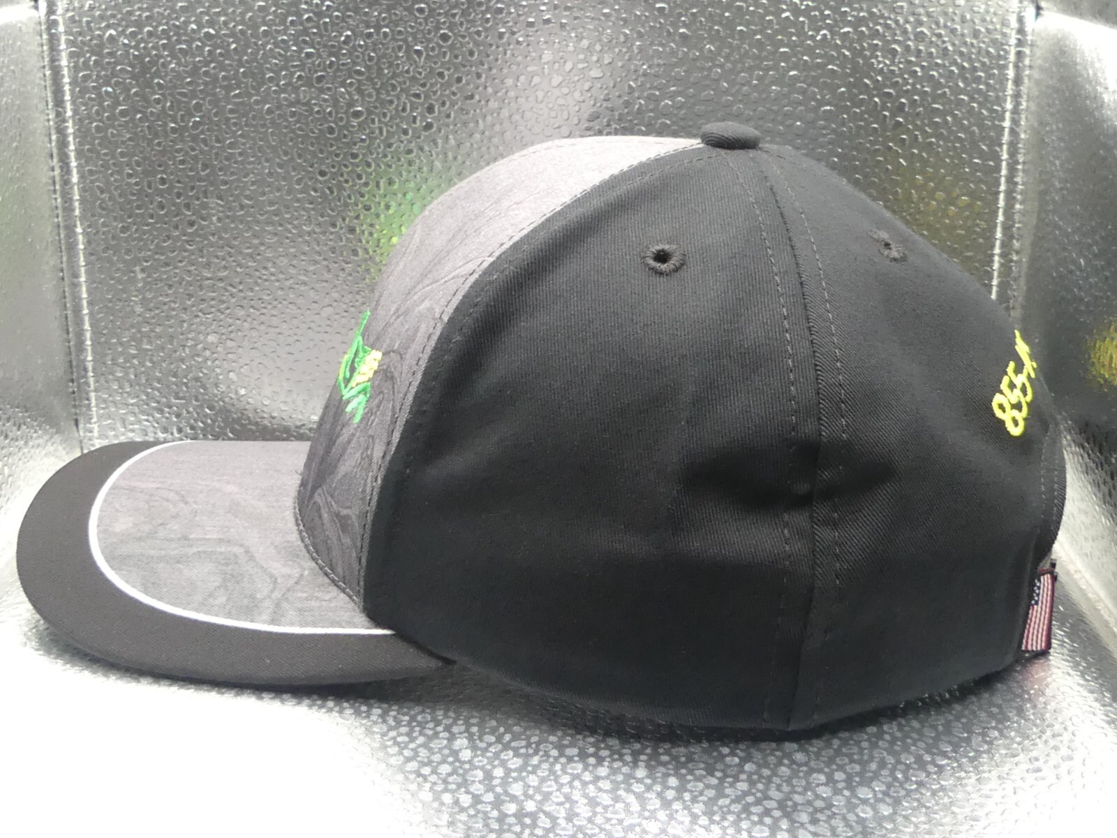 FarmTalc Gray Black Green Yellow White U.S.A. Farm Advertising Snapback Hat Cap