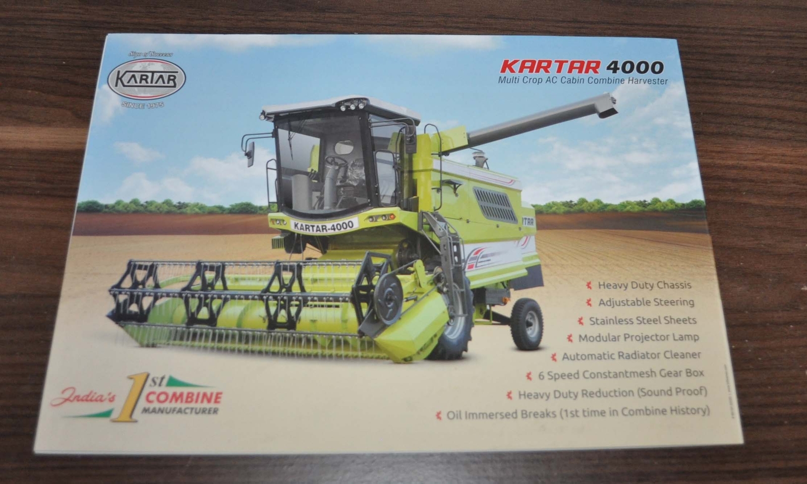 Kartar Tractor Combine Harvester India Brochure Prospekt