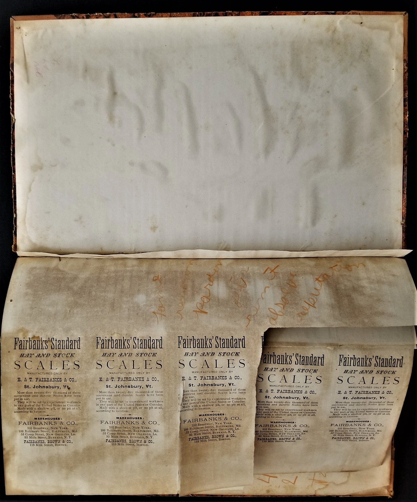 1870s antique FAIRBANKS HAY SCALES johnsbury vt LEDGER RECEIPT BOOK