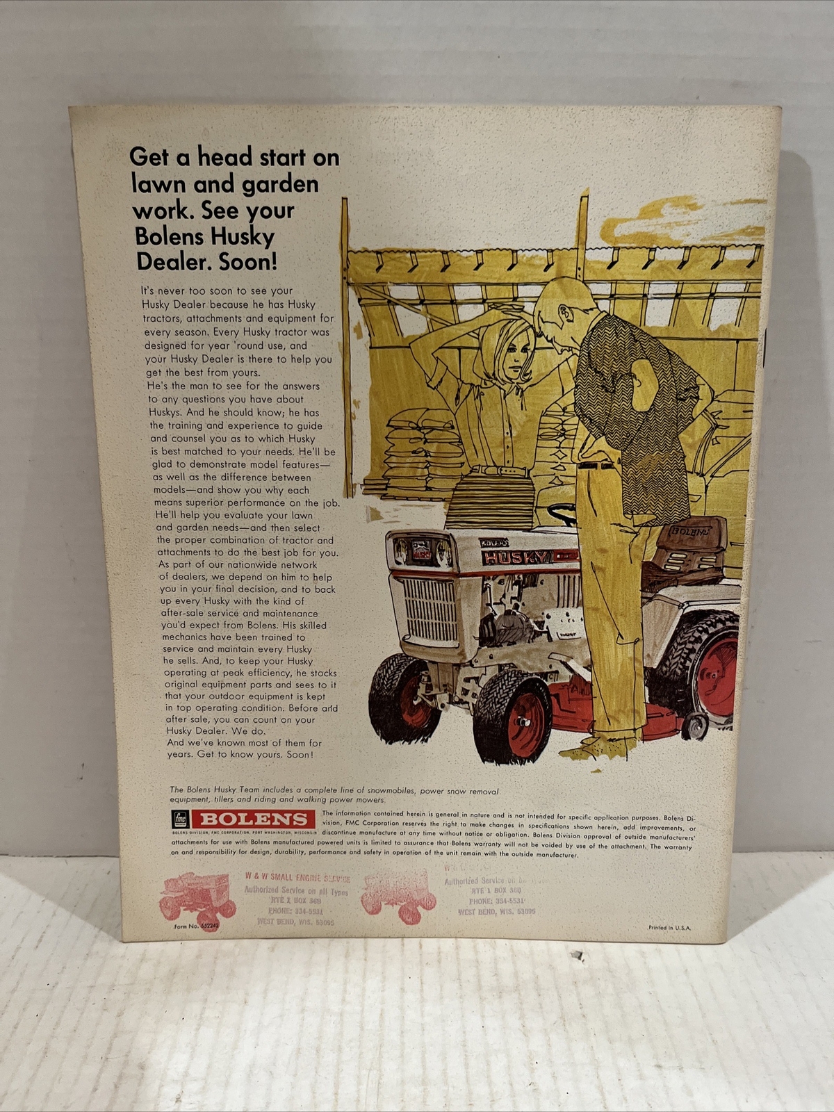 Bolens Husky Big Tractor Full Color Brochure Catalog