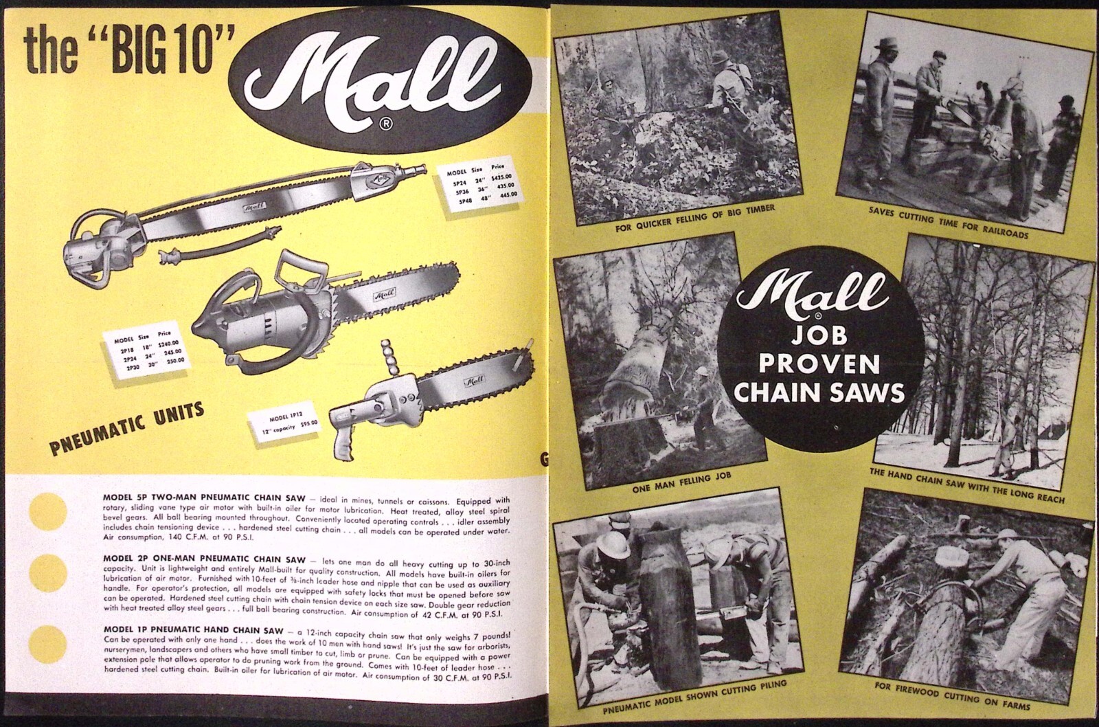1952 Mall Tool co The Big 10 Chain Saws for Every Cutting Need Dealer Brochure