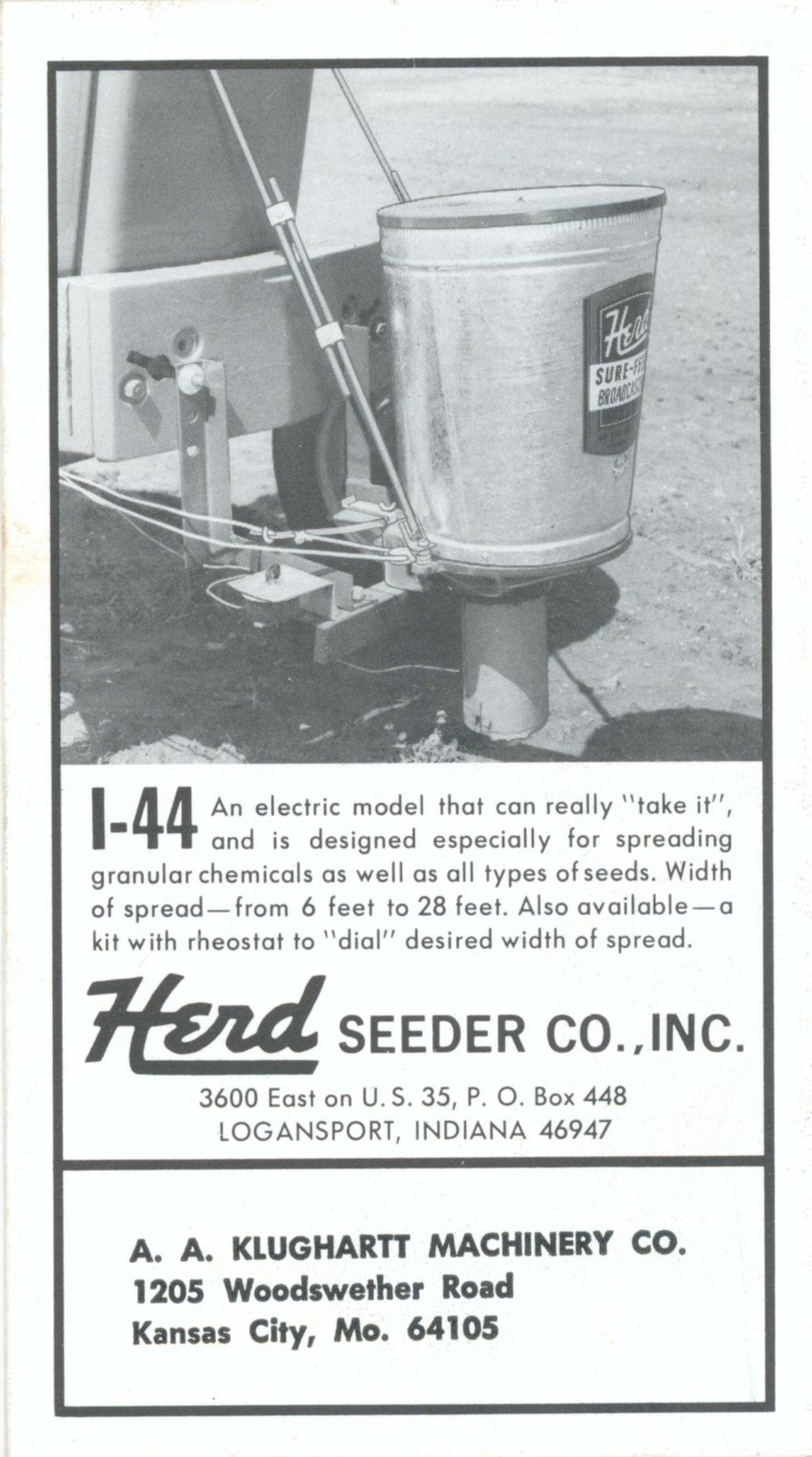 1965 Herd Sure Feed Farm Broadcaster Brochure Price List Dealer Farm Agriculture