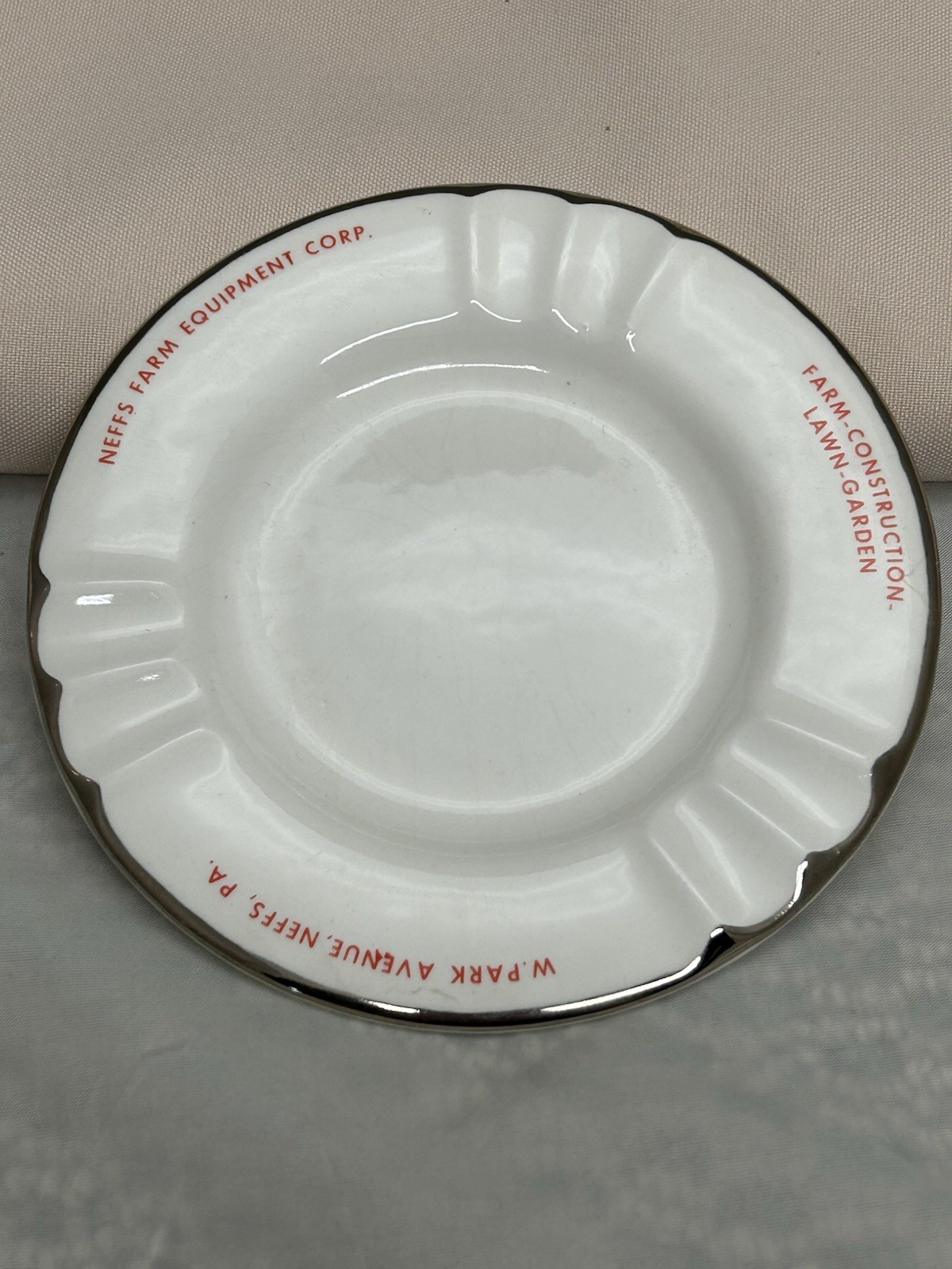 Vintage Neffs Farm Equipment Corp Collector Plate Ashtray Advertising Neffs, PA