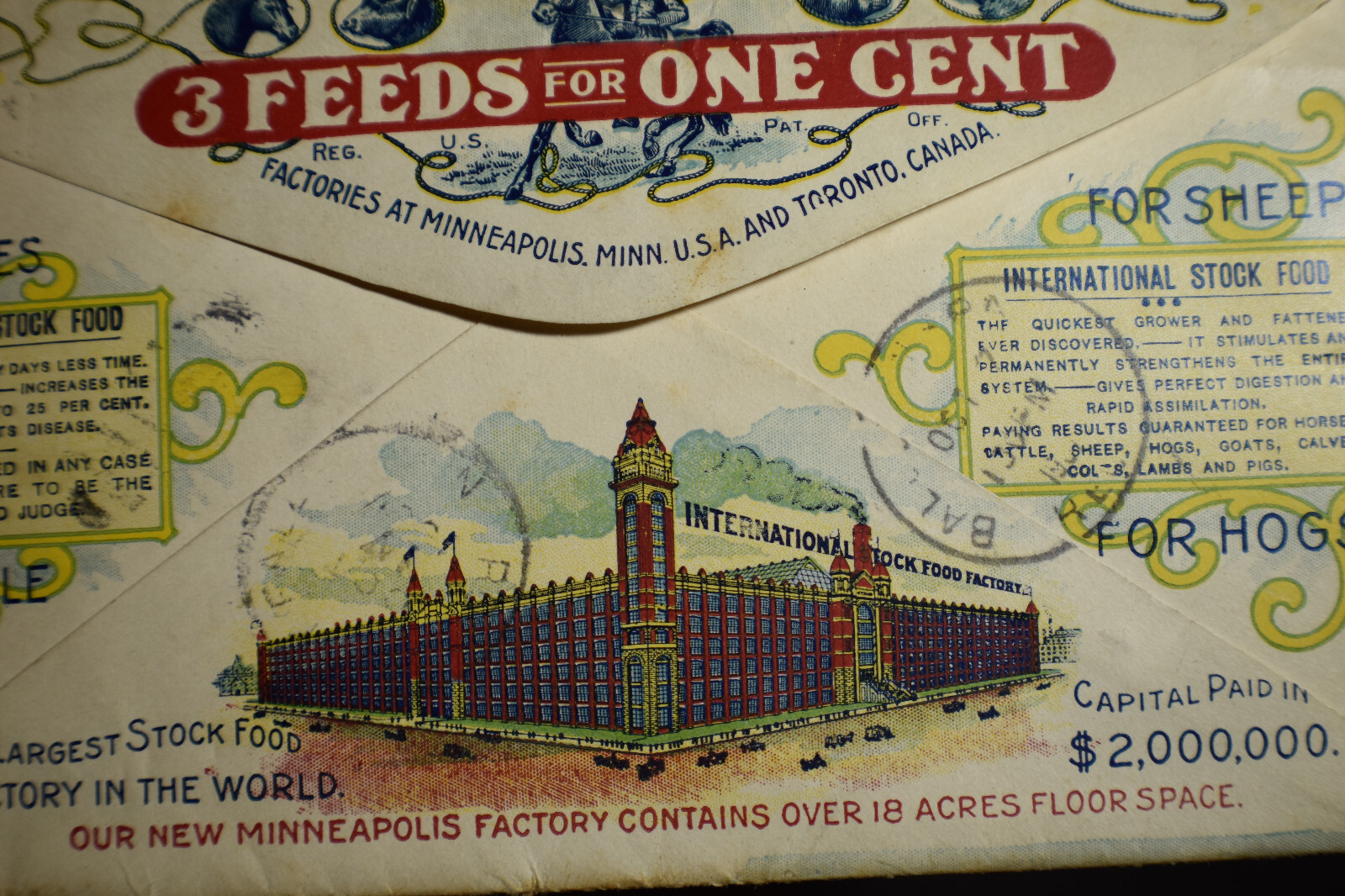 ~ 1901 International Stock Food Co. Multicolor Advert Cover, Minneapolis, Mn