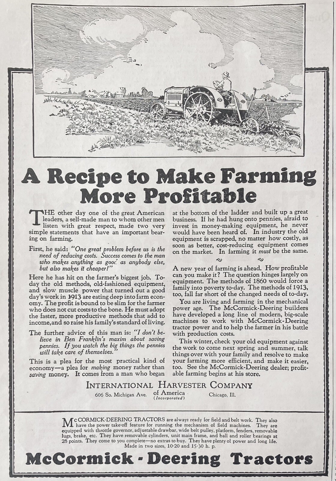 1926 AD(XH4)~INTERNATIONAL HARVESTER CO. MCCORMICK-DEERING TRACTORS
