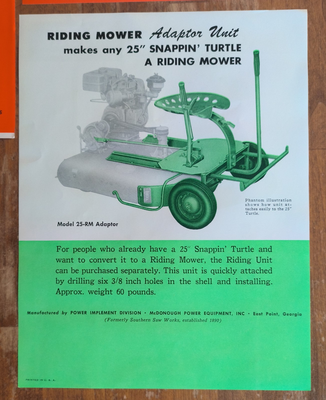 McDonough Power Lawn Mower East Point Ga. SNAPPER LINE 5pc FLYER & BROCHURE SET