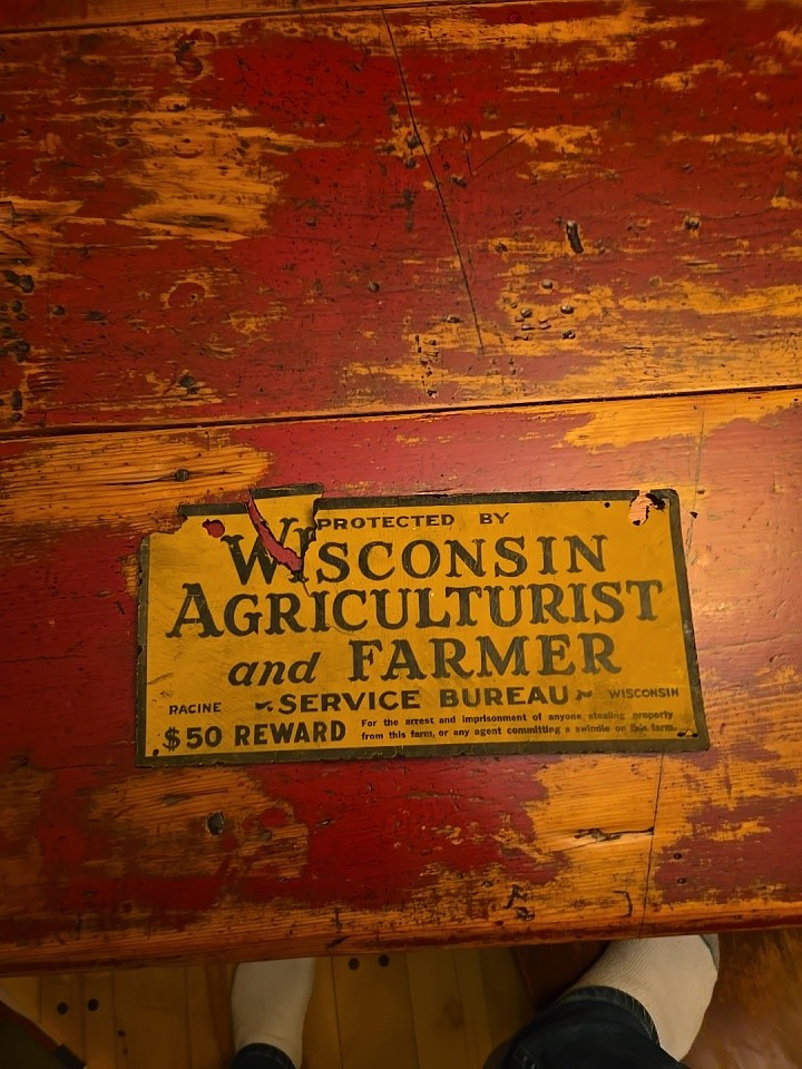Vintage Cardboard Wisconsin Agriculturalist Farmer Service Bureau Sign Racine WI