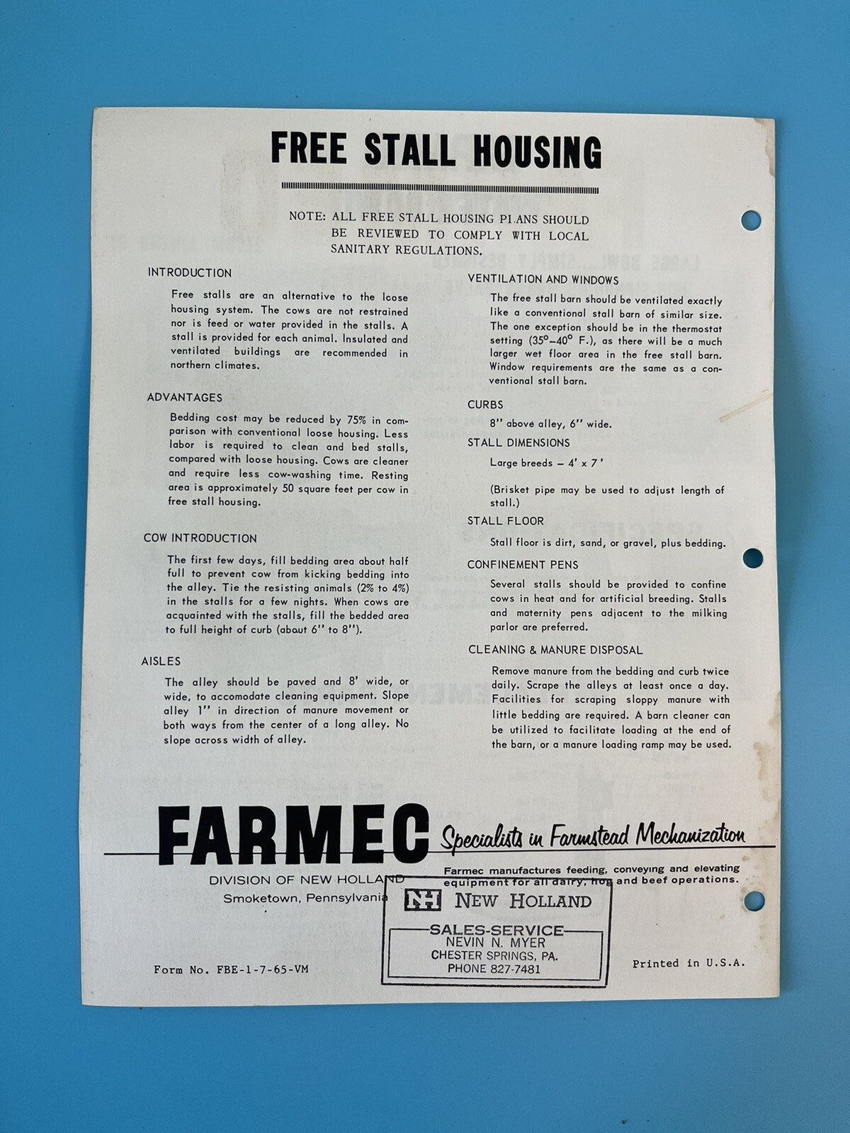 Vintage Farmec Barn Equipment Buyers Guide.
