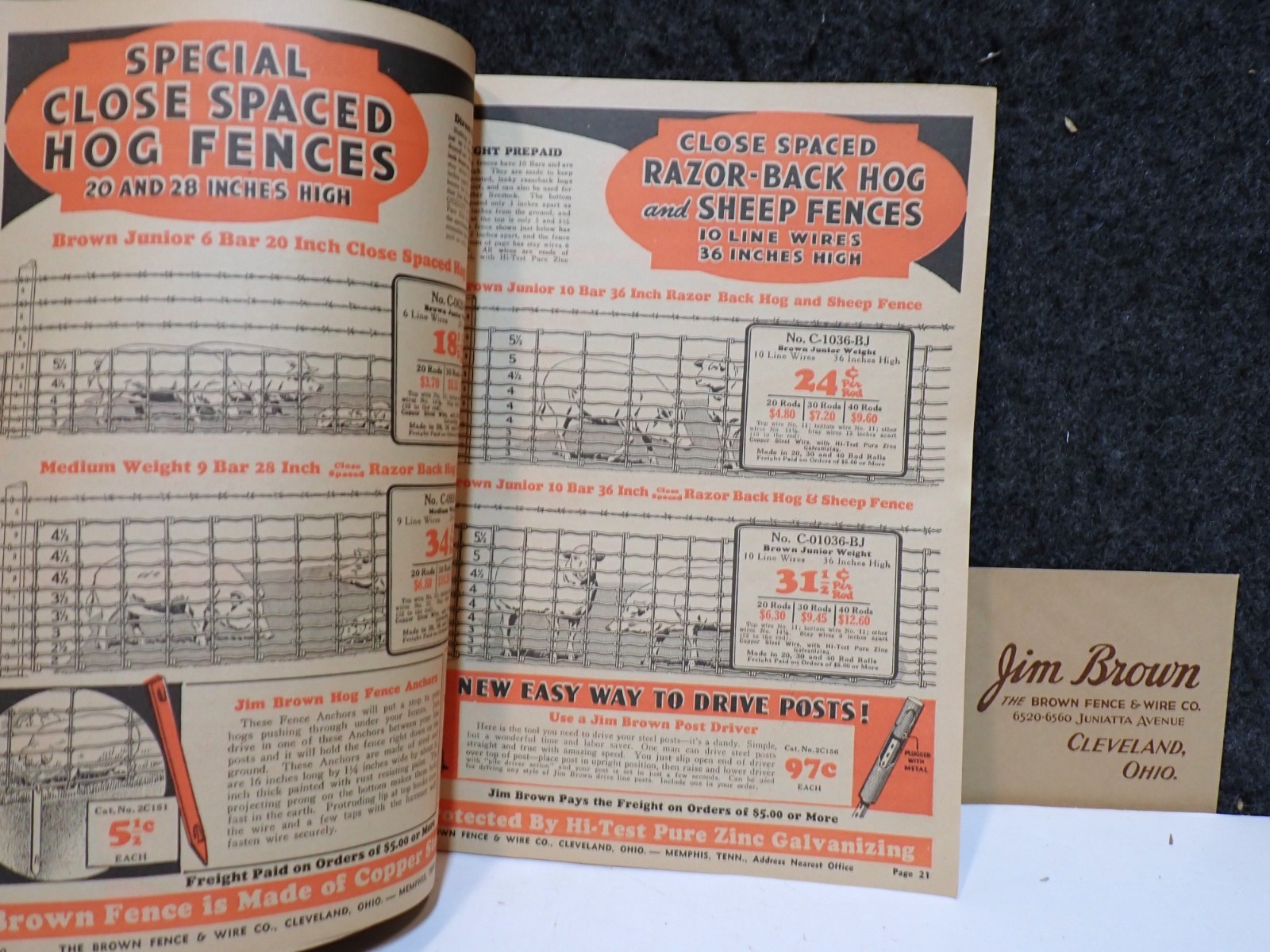 1937 JIM BROWN&rsquo;S FENCE & BARB WIRE PAINT HORSE HARNESS STOVE FARMING CATALOG