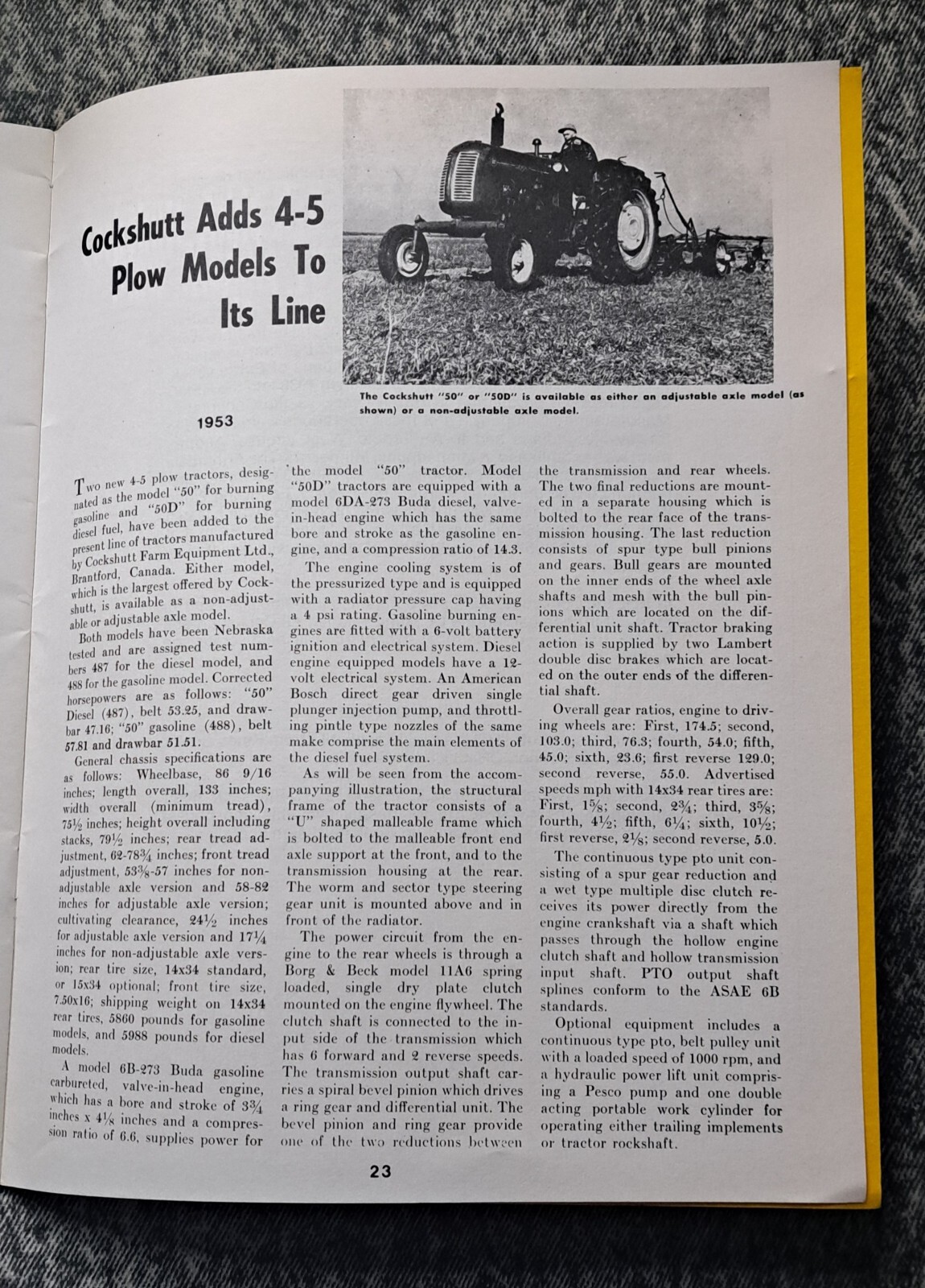 Vintage 1988 Cockshutt Advertising History Of The 1950s Reprint (1988)