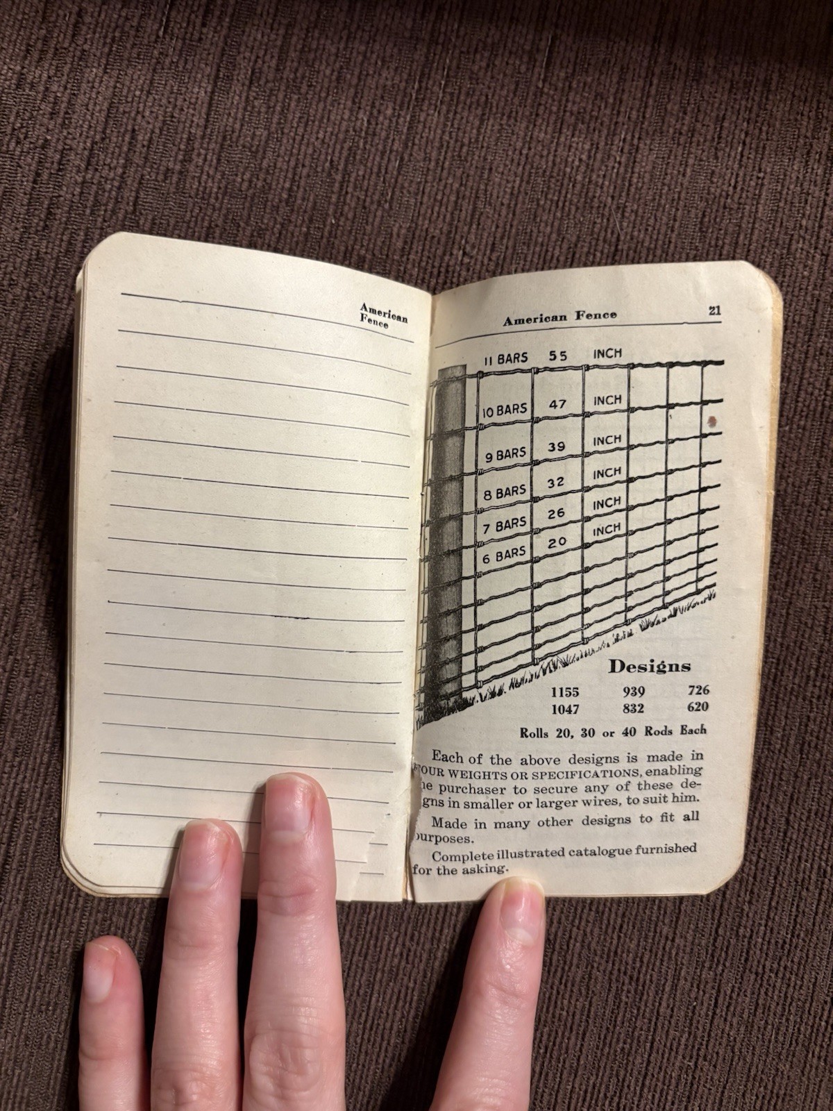 1909 American Fence Memorandum Book American Steel & Wire Co Advertising Catalog