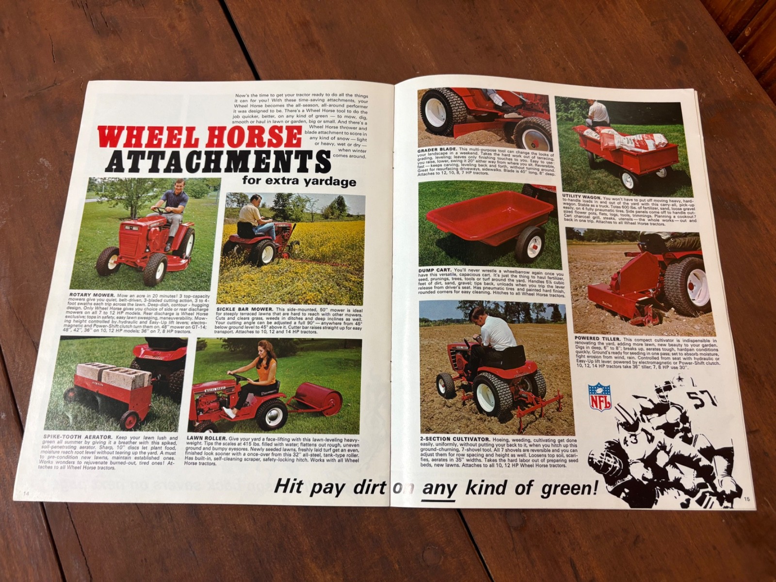 1970 Wheel Horse Garden Tractors Brochure NFL GT-14 Electro 12 Charger 10 12