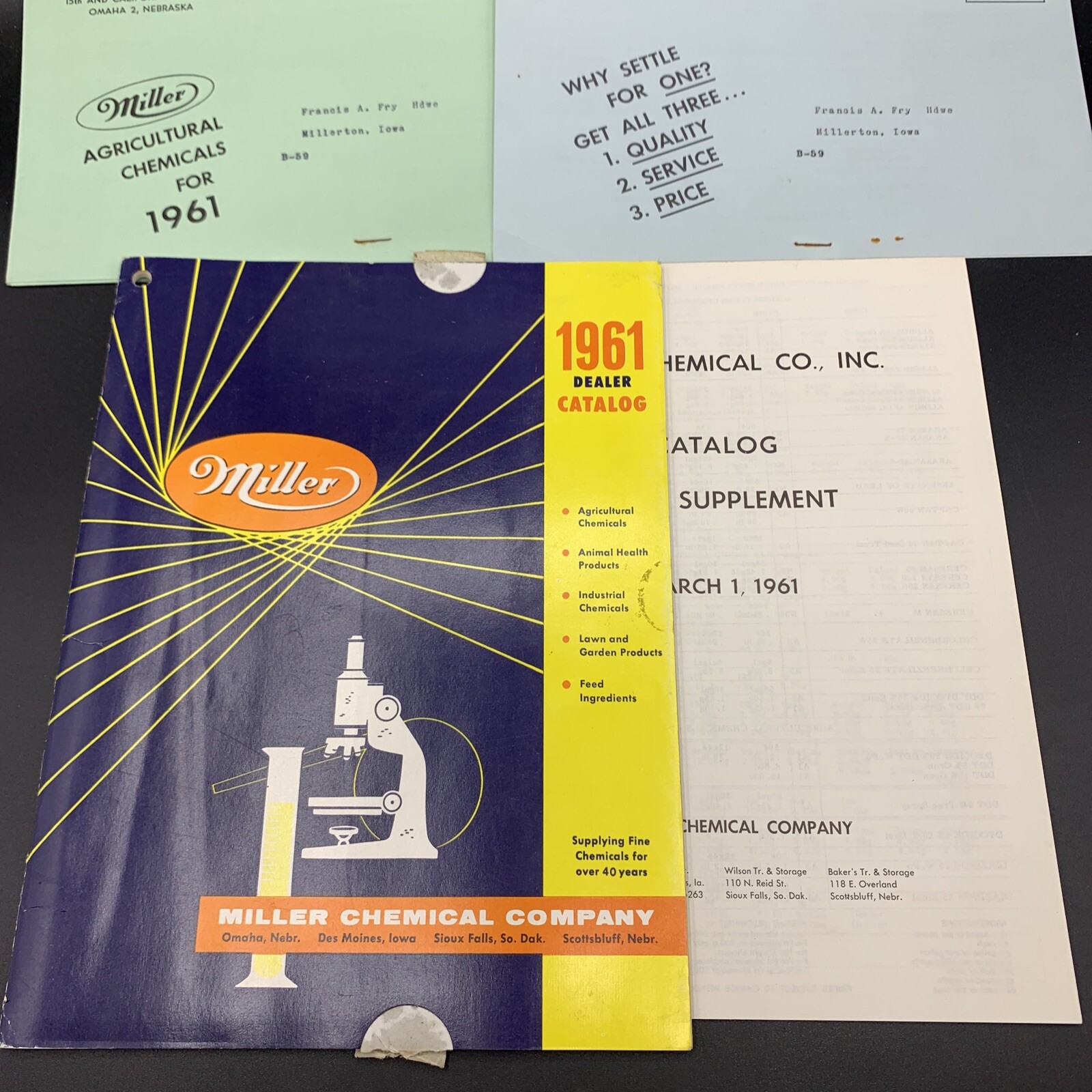 Lot 1961 Miller Chemical Co Dealer Catalog & Price List-Home/Farm/Livestock