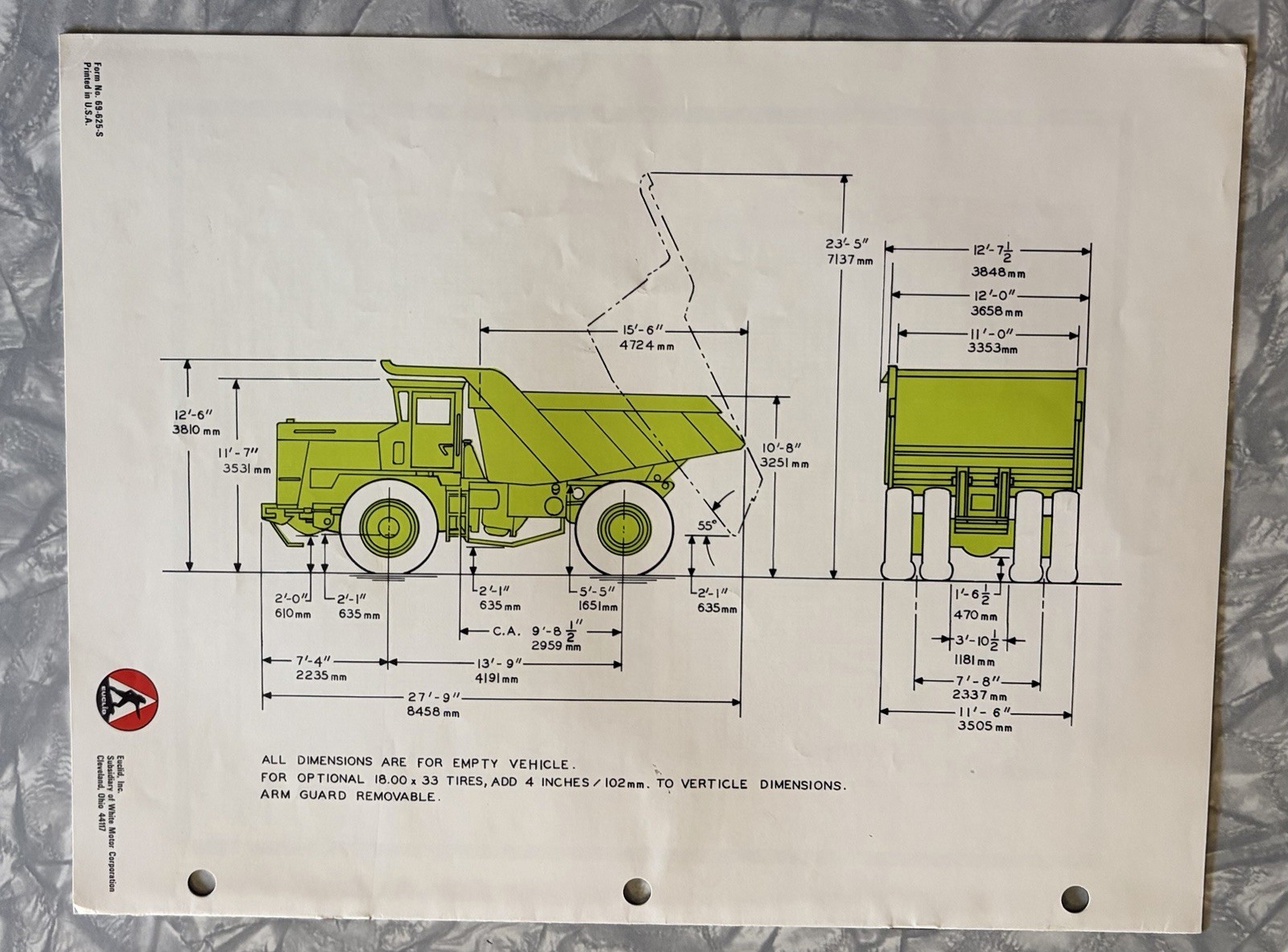 1969 EUCLID R-35 TON REAR DUMP TRUCK SPECIFICATIONS 8 PG BROCHURE
