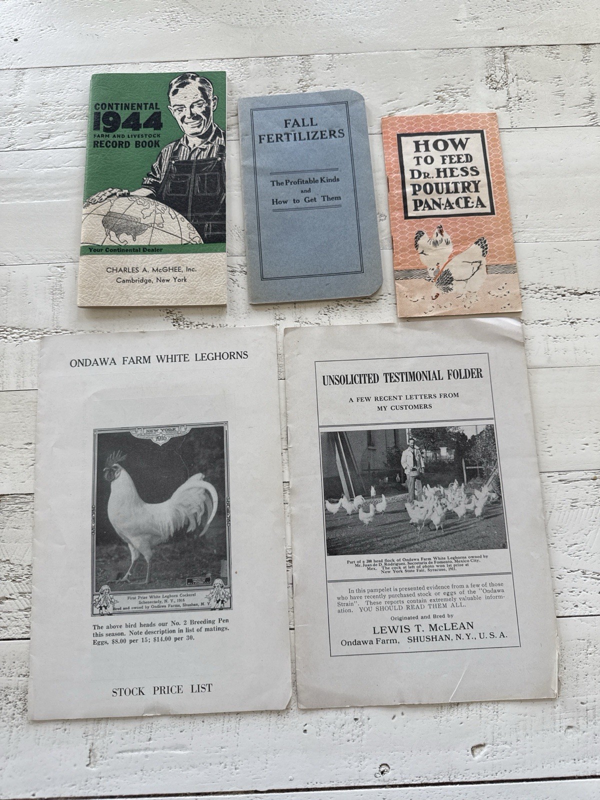 Vintage Farm & Poultry Pamphlet Lot 1940s Fertilizer Dr Hess Chickens Agricultur