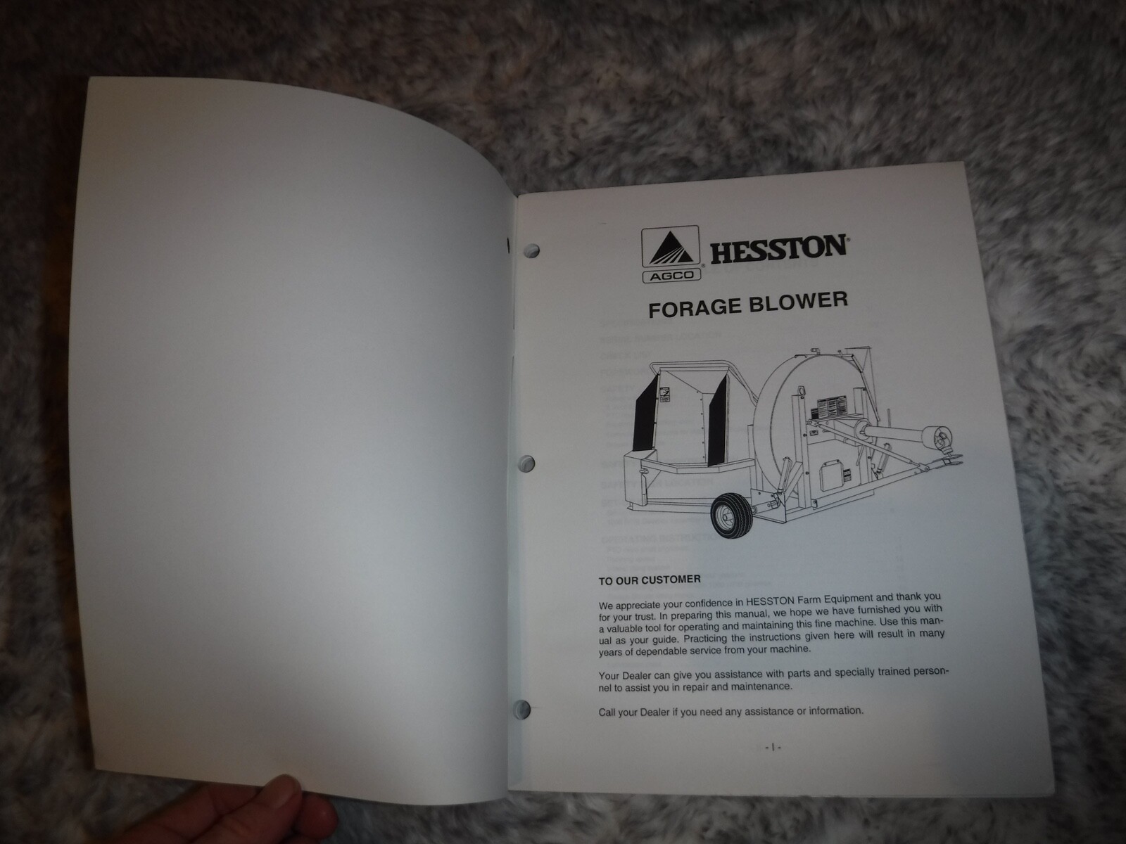 HESSTON FORAGE BLOWER OPERATORS MANUAL – AGCO – IN ENGLISH & FRENCH