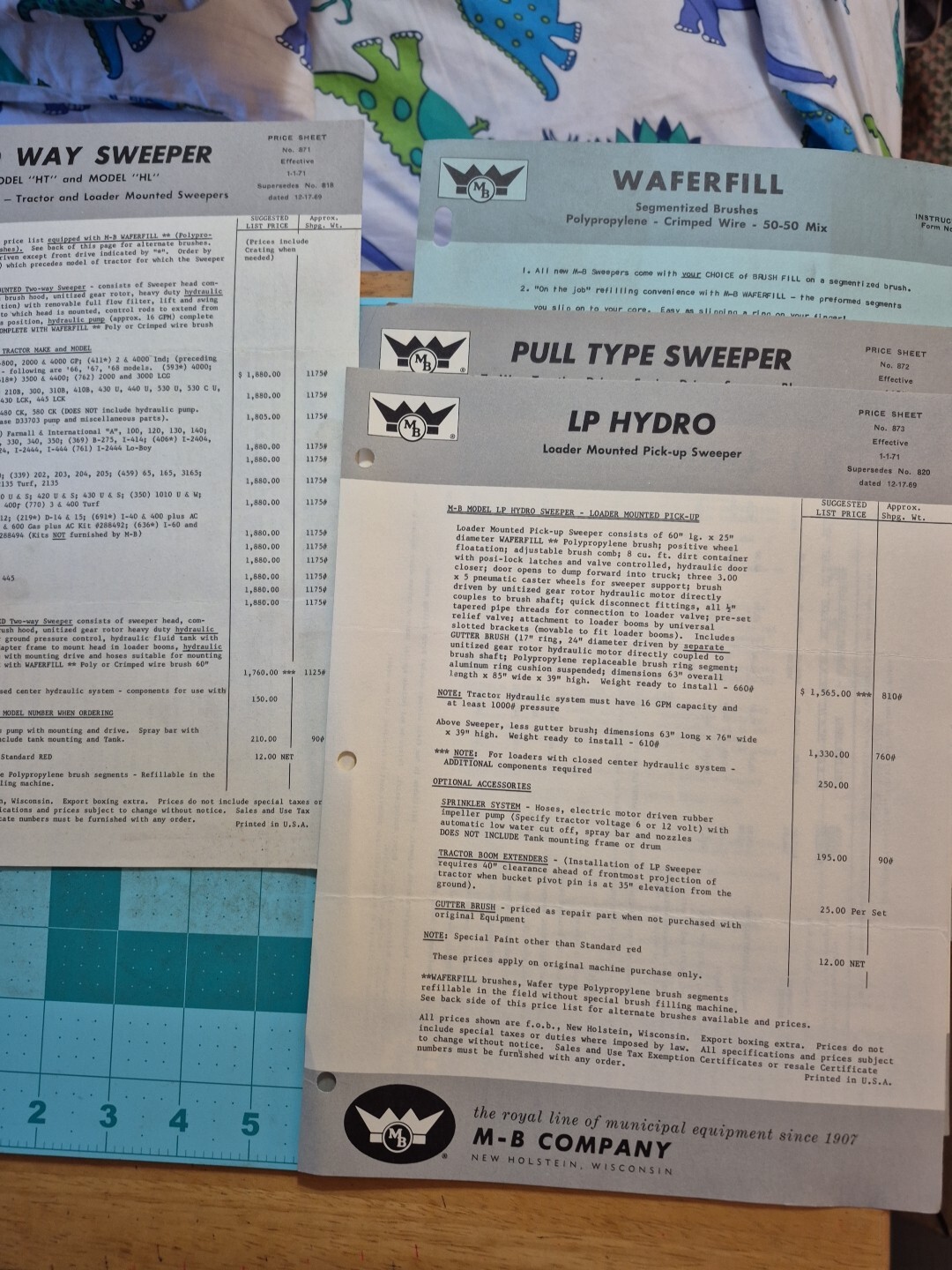 1971 M-B Street Sweeper Spec Sheets & Brochures
