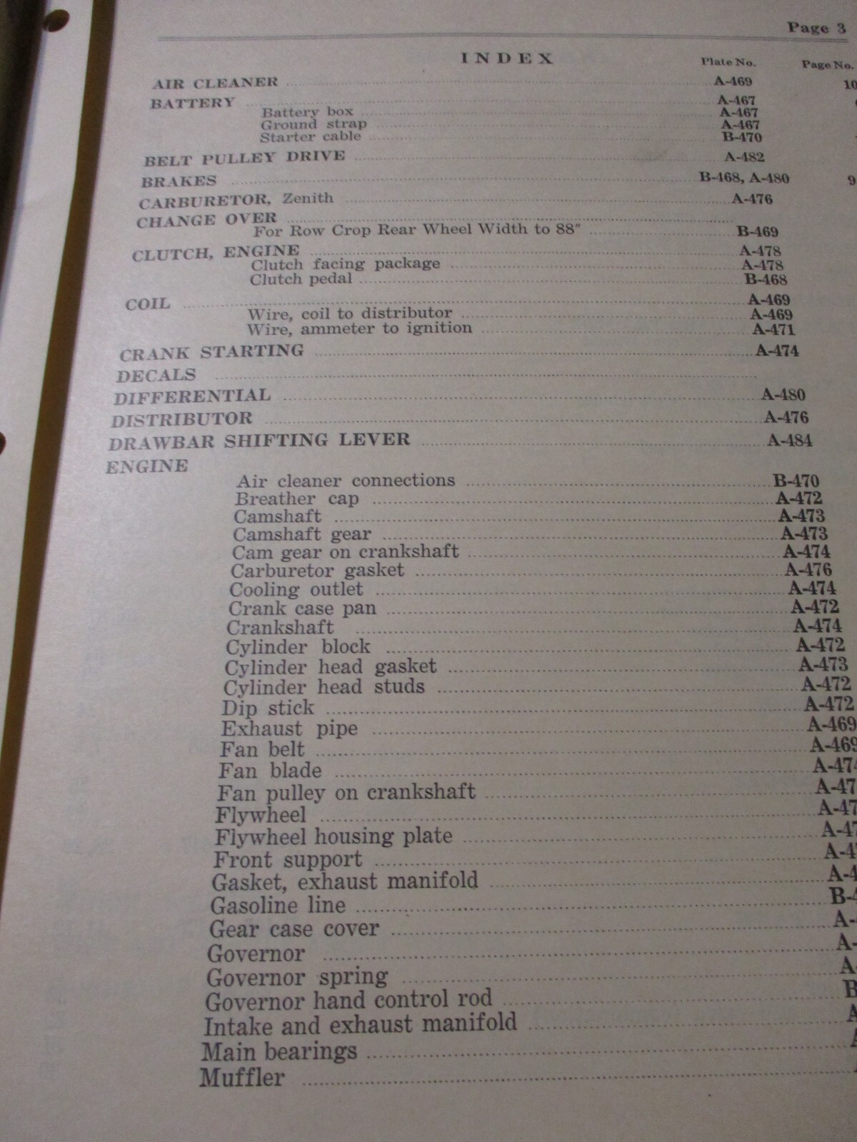 Cockshutt Black Hawk « 50 » Gas Tractor Parts List 1955
