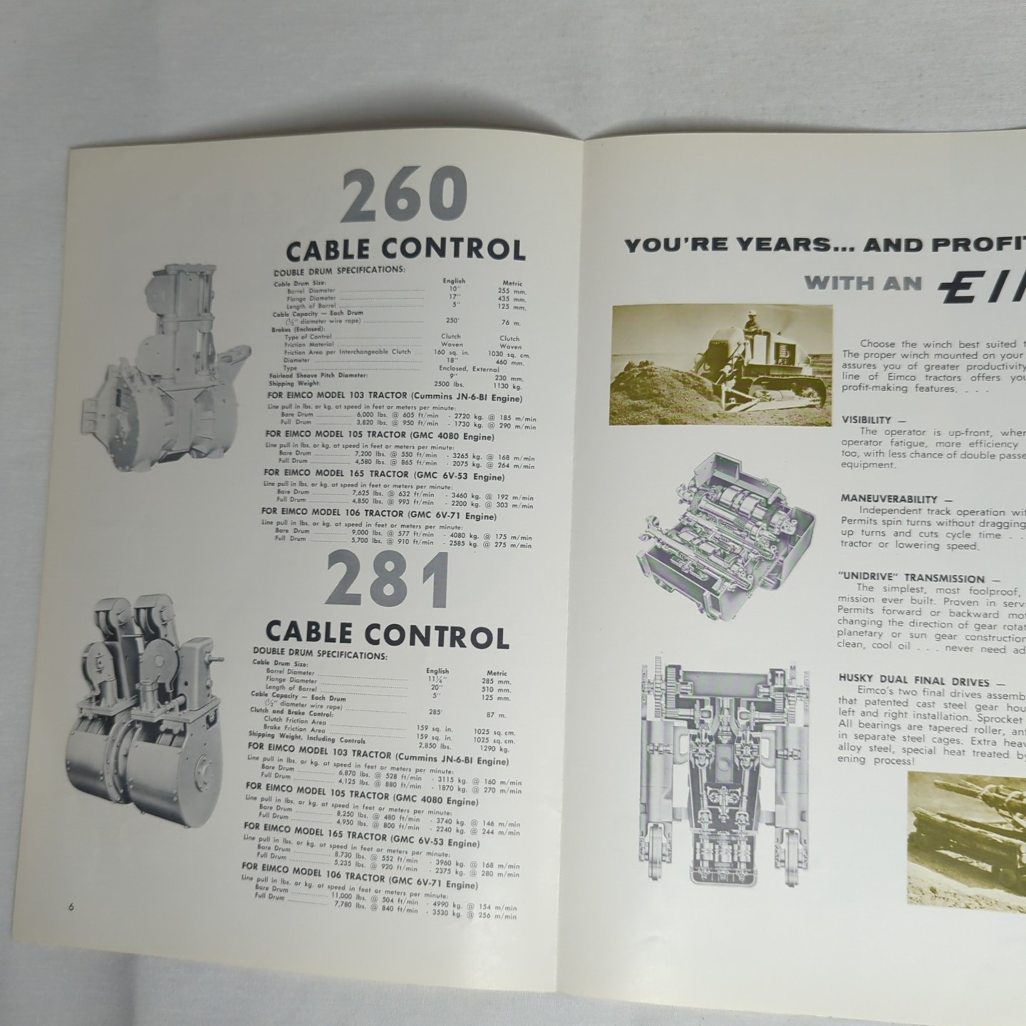 WINCHES & CABLE CONTROL UNITS FOR EIMCO CRAWLERS Brochure 1962