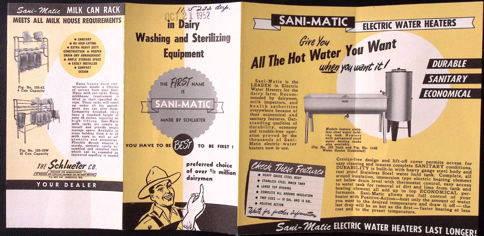1952 Sani-Matic Dairy Washing and Sterilizing Equipment Brochure The Schluter Co