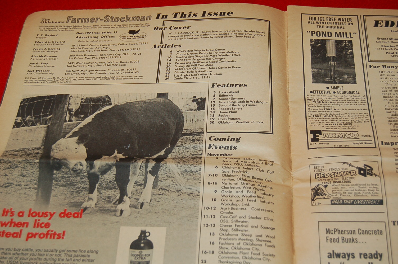 Vintage Oklahoma Farmer Stockman November 1971 Issue What&rsquo;s Ahead for Cotton
