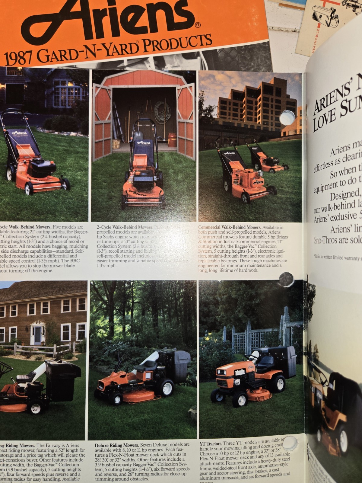 1987 ARIENS DEALERSHIP ADVERTISING BROCHURES SNOW THROWERS