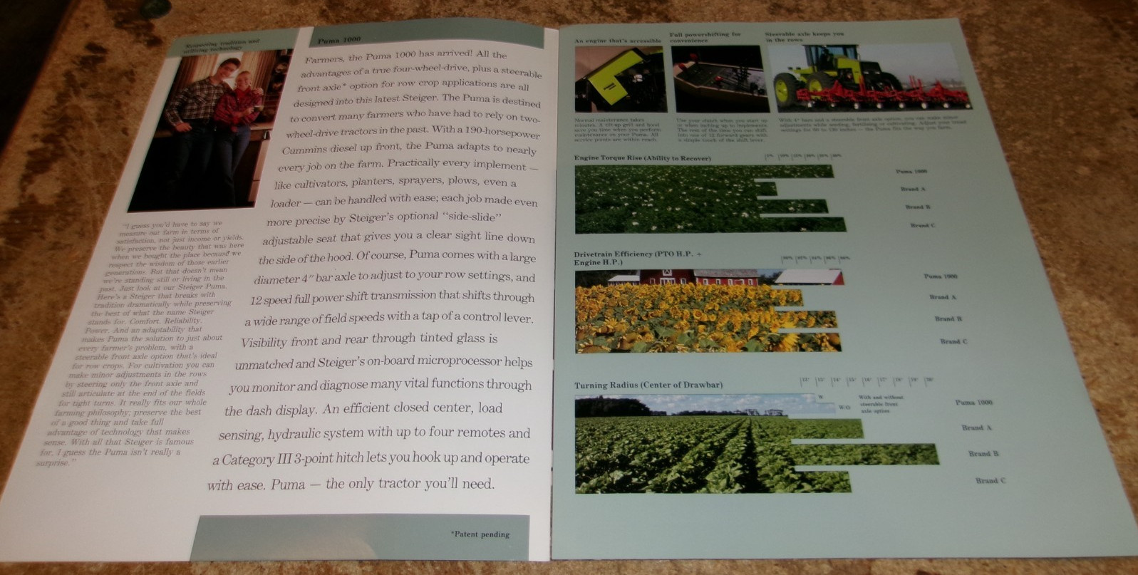 1986 steiger puma 1000 4wd tractor 2 page brochure in good shape used