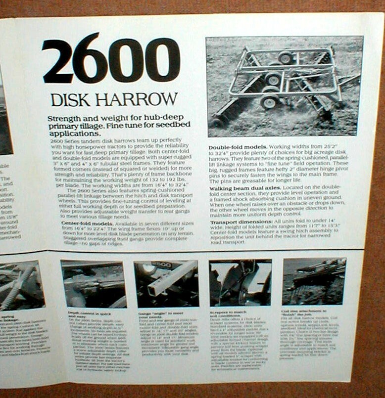 Deutz-Allis 2500/2600 Tandem Disk Harrows Dealer Full Color 4 Page Brochure