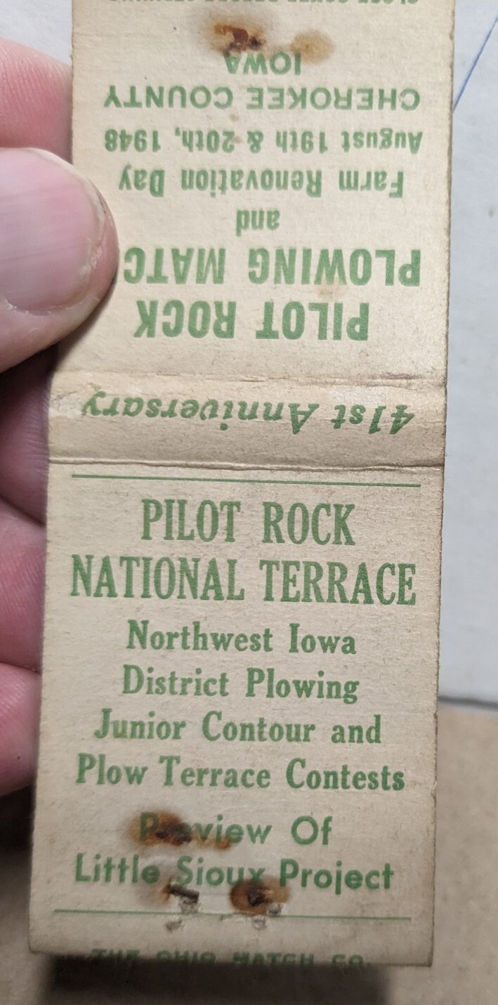 1948 Pilot Rock National Terrace Plowing Match 41st Anniversary Matchbook Cover