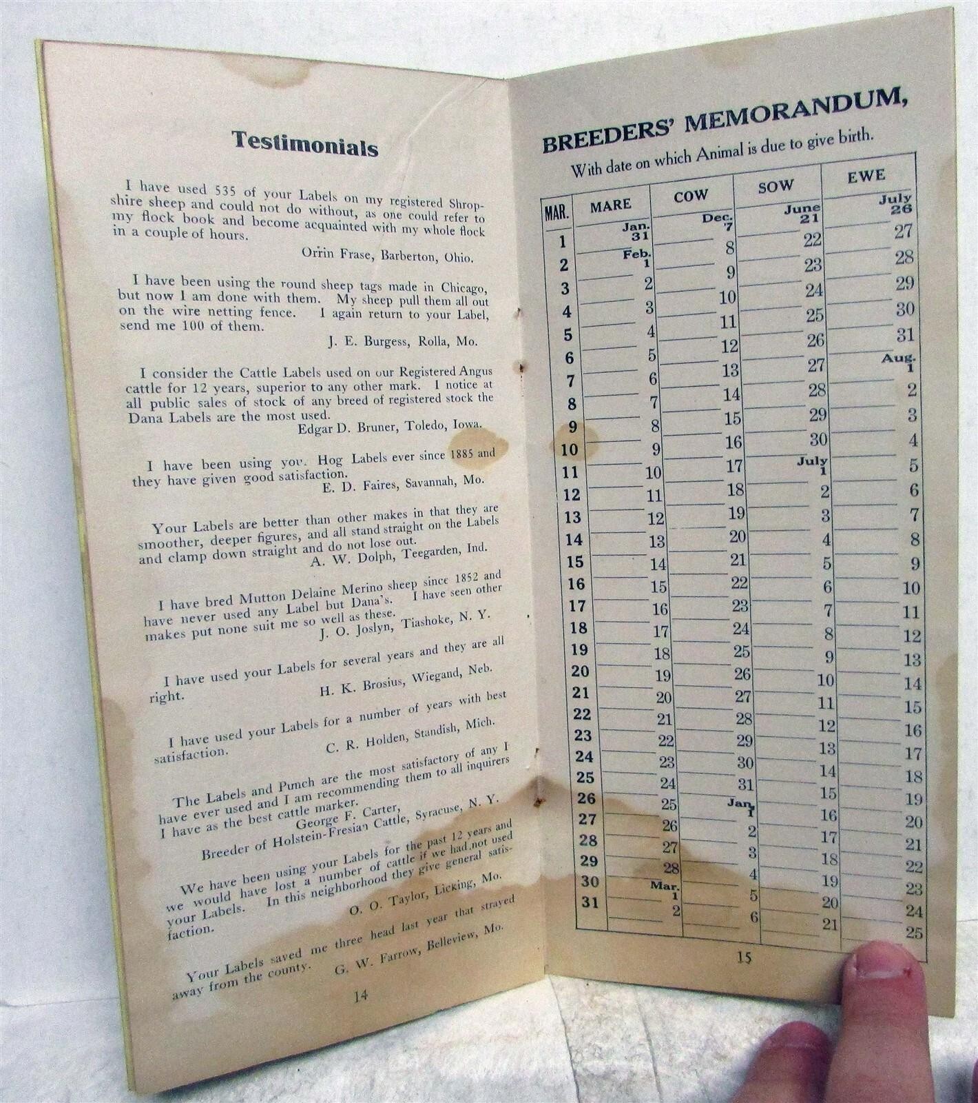 1900s DANAS Labels & Sundries Details Breeder&rsquo;s Memorandum Brochure