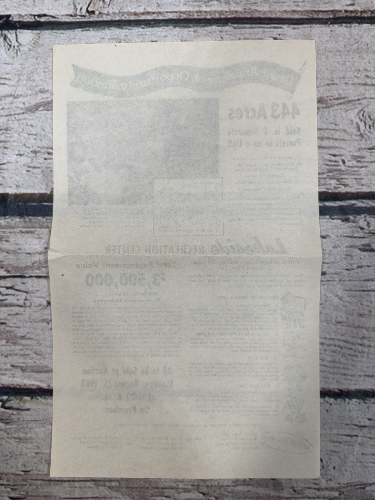 VTG Lakeside Recreation Center Amusement Kansas Public Auction Sale Sign Flyer