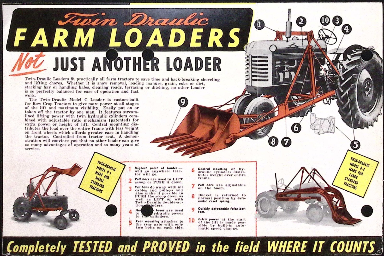 1954 Twin Draulic Farming Equipment Brochure Loaders Sprayers Post Hole Diggers